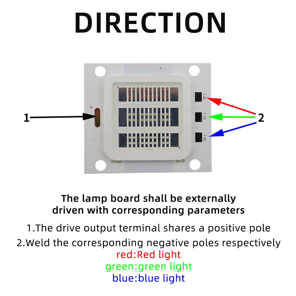10W 20W 30W 50W RGB LED Chips 450mA 900mA 1800mA COB Light Chips DC6-34V SMD 4640 RGB Light Beads High Power for LED Flood Light