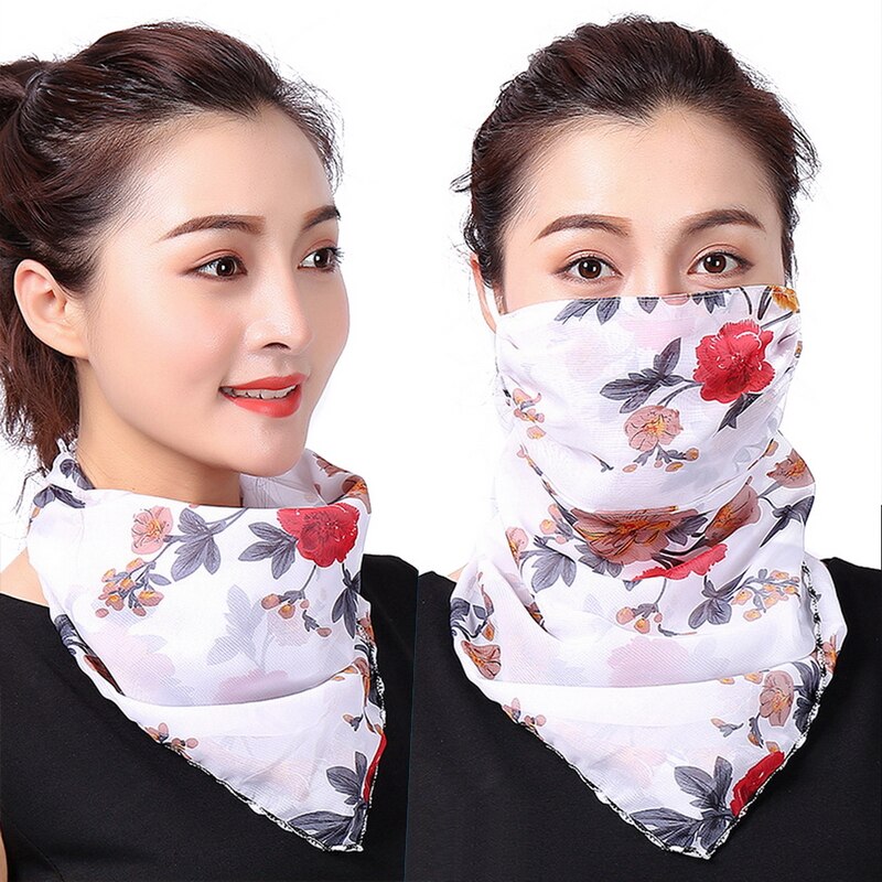 Été Protection solaire masque facial femmes écharpe en mousseline de soie conduite en plein air cyclisme masques parasol cou crème solaire masque soie Mascarillas: 18