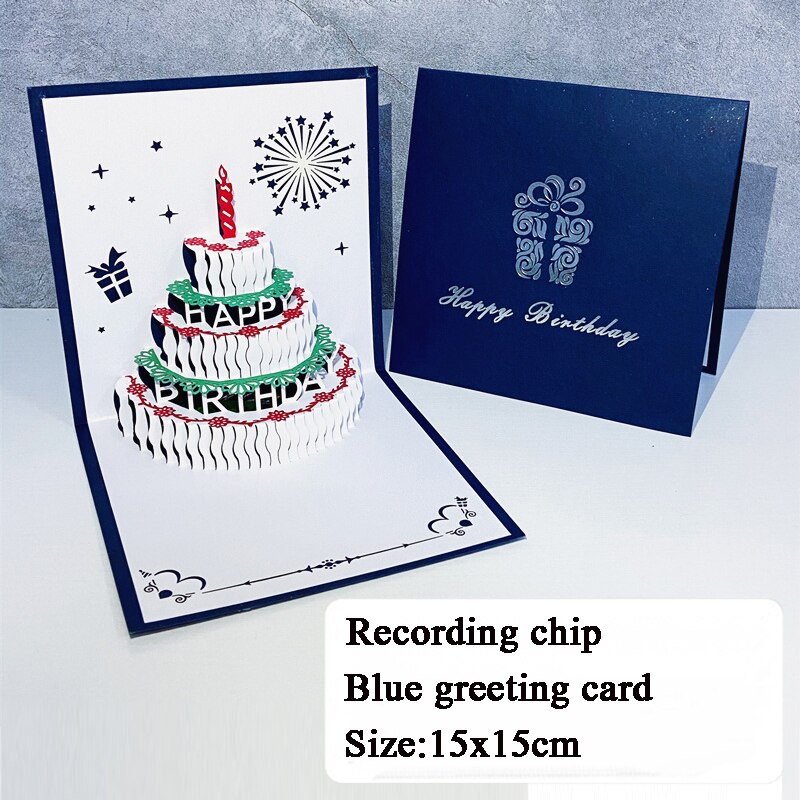 Carte de joyeux anniversaire 3D pour enfants, carte de musique à gâteau d&#39;anniversaire pour femme et mari, cartes de vœux Pop-Up, cartes postales, avec enveloppe: style 3