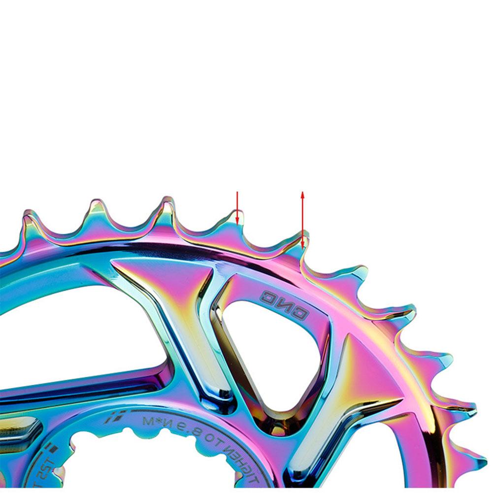 Plato ultraligero para bicicleta de montaña, aleación de aluminio, 30, 32, 34, 36, 38T, 6mm, bandeja de disco único, colorida/negra