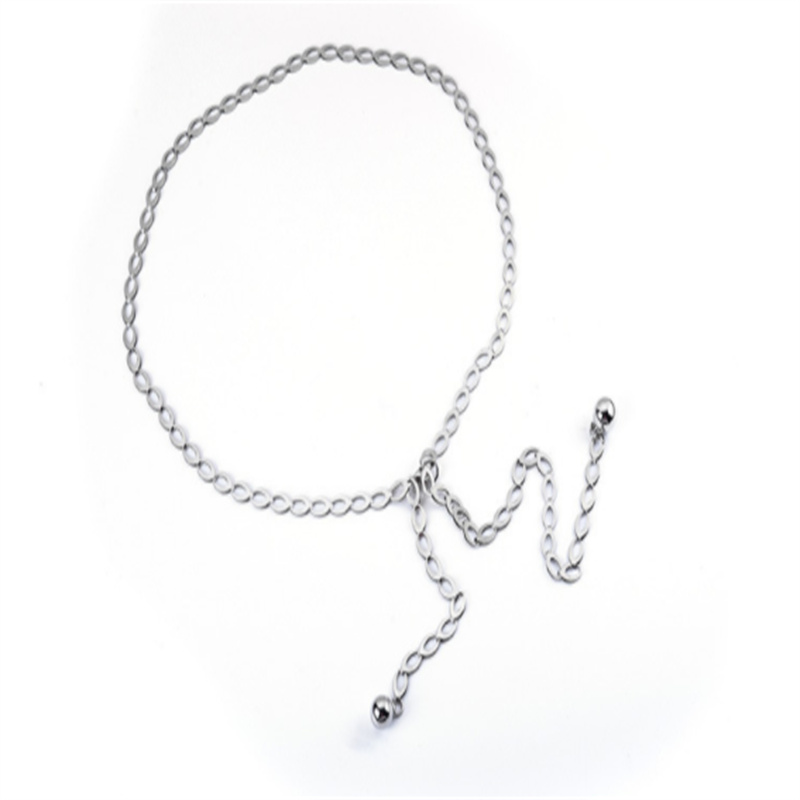 Cadena de cintura con colgante de bola de Metal para mujer, cinturón fino, faja larga de Color dorado y plateado, correa femenina para vestido, falda, pretina decorativa