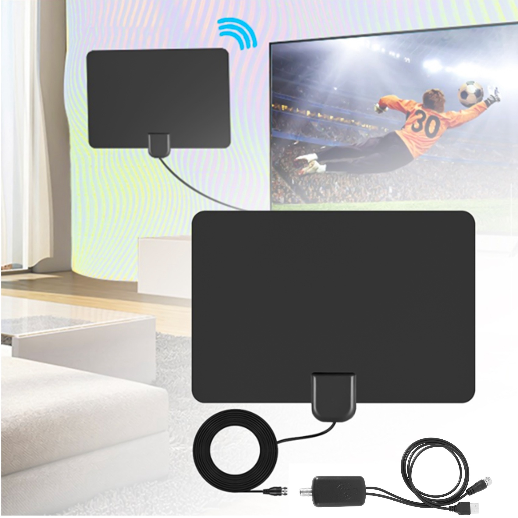 Wzmacniacz antenowy hdtv, wzmacniacz sygnału, antena hdtv z zasilaczem usb
