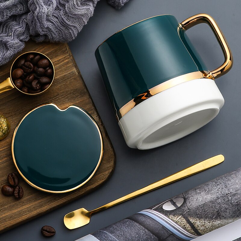 Keramisk krus med låg ske personlighed trend kop simpel par drikke kop husholdning kaffe kop: Almindelig emballage d