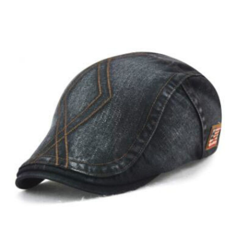 Boina Lisa para hombre, sombrero de estilo newsboy, gorra plana de mezclilla, Gorra lisa vintage con visera para hombre, casquete de otoño, triangulación de