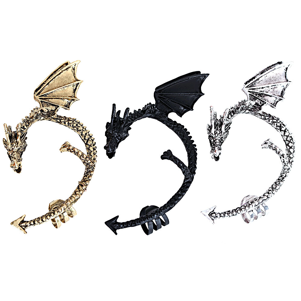 LUKENI 10 unids/lote joyería de pendientes Punk Dragon Long Ear Cuff Earrings chaquetas para mujeres EJ002