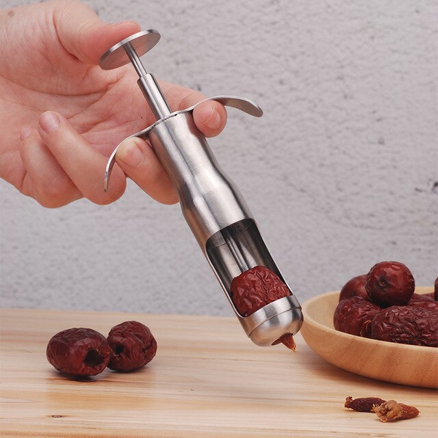 7 inch 304 Stainless Steel Cherry Jujube Core Pitter Fruit Kitchen Olive Core Gadget Stoner Remove Pit Tool Removal Core Seeder