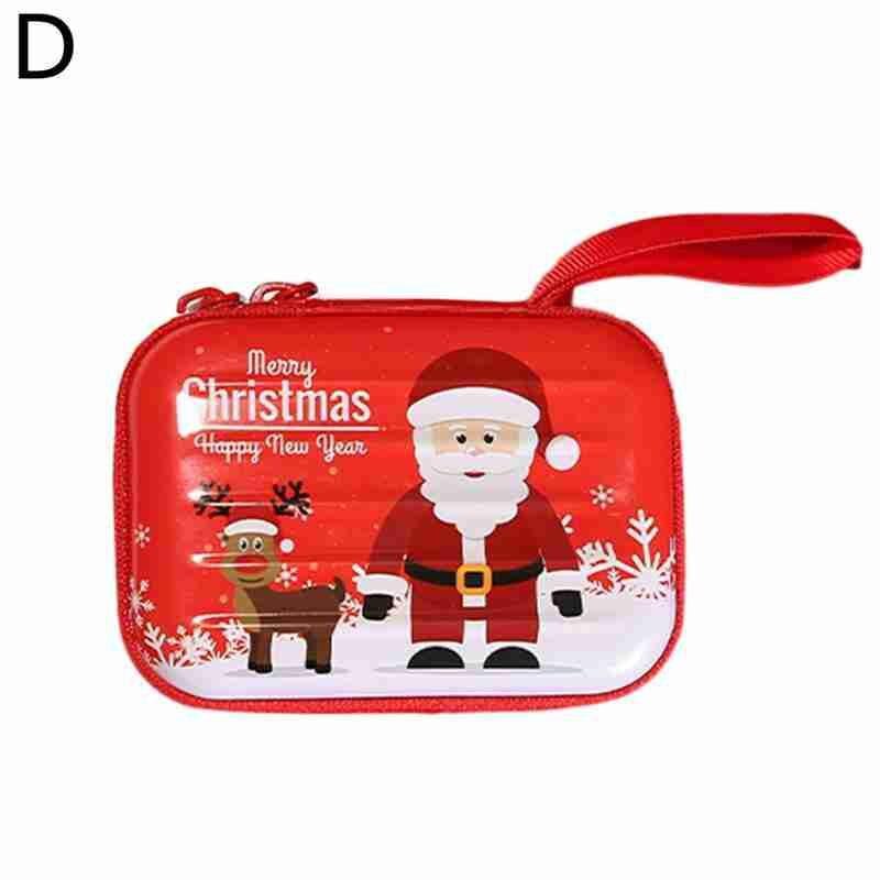 1pc Cartoon Tinplate Xmas Candy Bag Square Round Christmas Candy Bag Purse Year Navidad Tinplate Square Xmas Candy Bag: 16