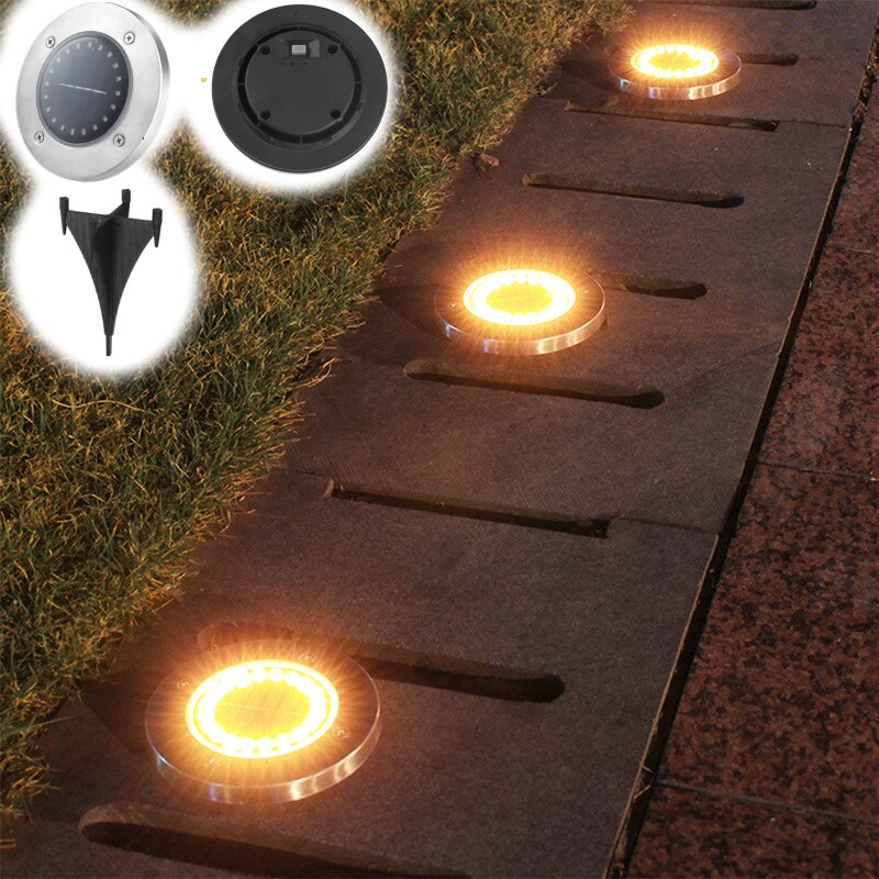 Outdoor solar road warning lights garden lights waterproof villa garden decoration lawn underground lights lawn lights