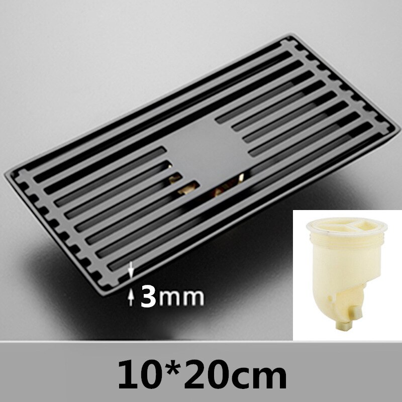 Thickened Stainless Steel Floor Drain Solid Large Displacement Strip Bathroom Hotel Rectangular Floor Drain: Plastic side row B
