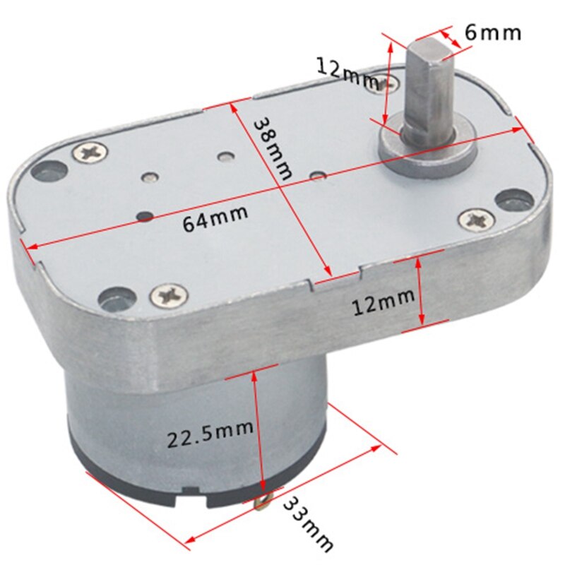 Dc12v 95 rpm låg hastighet snäckmotor metall växellåda växelmotor reversibla elektriska växelmotorer