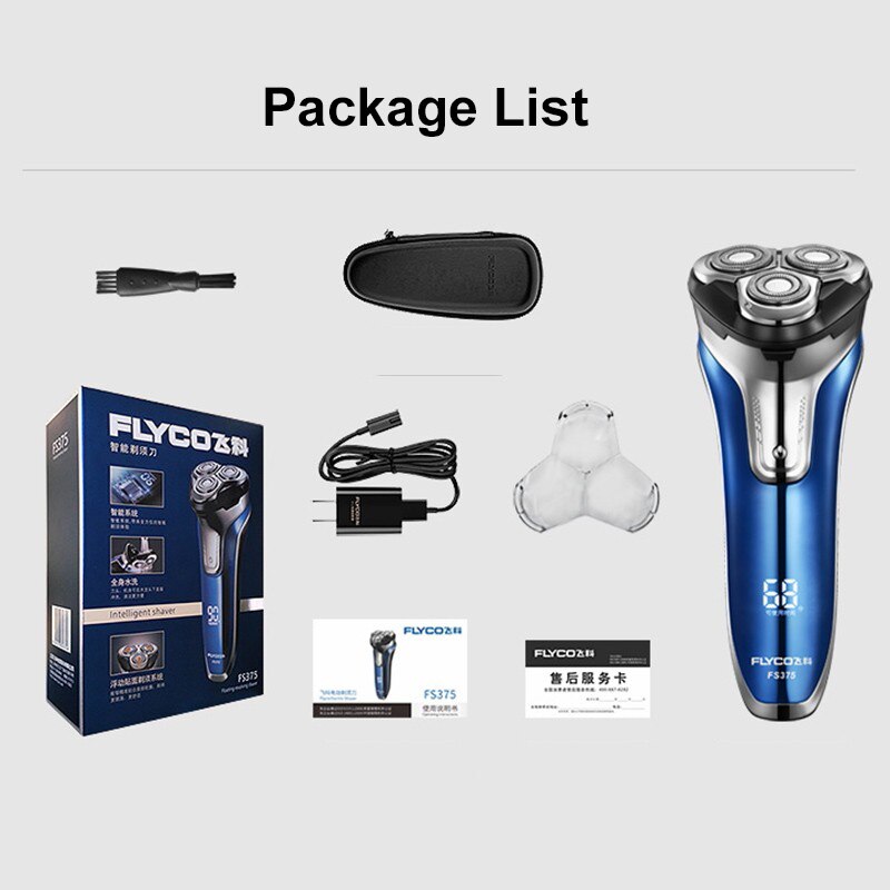 FLYCO FS375 Elektrische Rasierer Nass Trocken Dreh Gestochen Wiederaufladbare Rasieren Maschine Pop-hoch Trimmer LED Ladung Anzeige für Männer