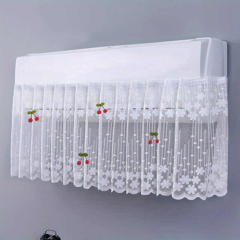 Lace Floral Embroidery Anti-direct Blowing Air Conditioning Windshield Curtain Dust-proof Hanging Cover Cloth Home Decor