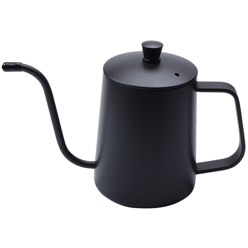 Stainless Steel Mounting Bracket Hand Punch Pot Coffee Pots With Lid Drip Gooseneck Spout Long Mouth Coffee Kettle Teapot- 600Ml: Black