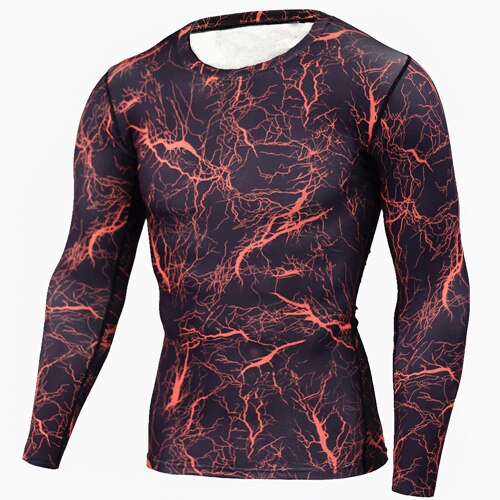 Kompressionströjor för män mma rashguard snabbtorkande fitness långa ärmar baslager hudtight styrkelyft stretch t-shirts homme: Röd / Asiatisk storlek xxl