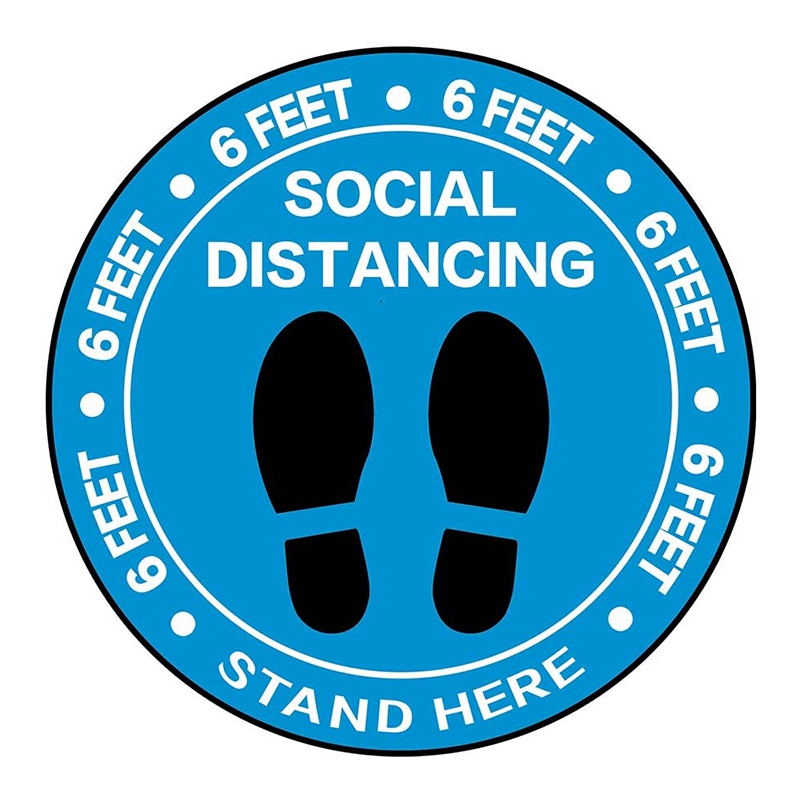 Floor Stickers Social Distance Floor Decals Floor Signs 8 Inches Blue Standing Floor Decals 30 Pieces: Default Title