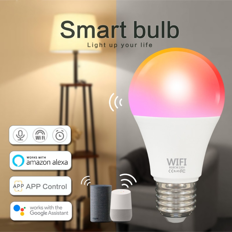Dimbare B22 E27 Wifi Slimme Lamp Led Lamp App Bedienen Alexa Google Assistent Controle Wake Up Smart Lamp Night licht