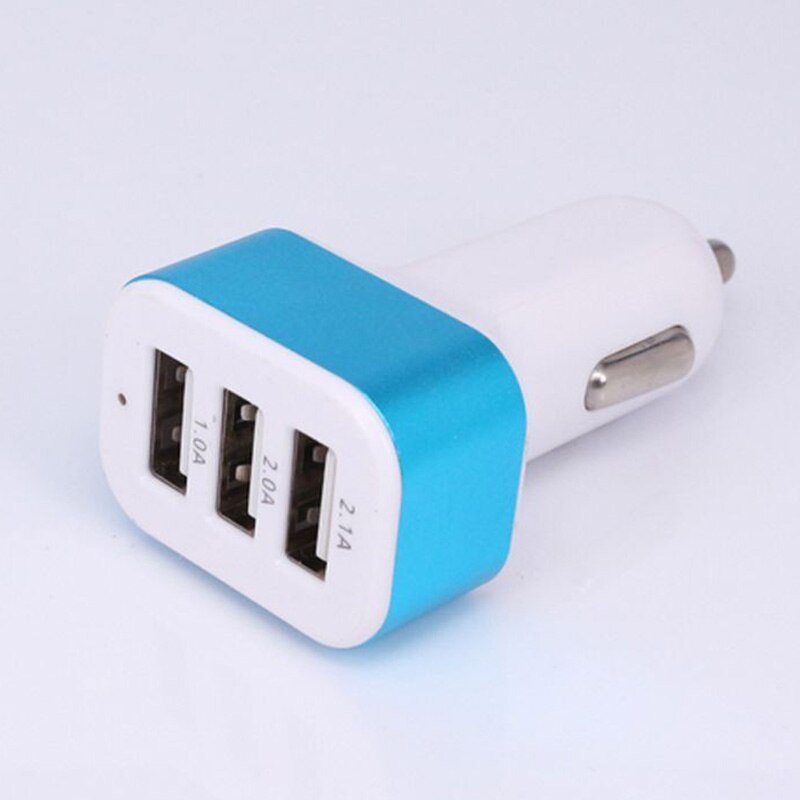 Cargador USB Universal para coche, adaptador de 3 puertos, enchufe 1A 2.1A, carga rápida para GPS, teléfonos móviles, MP3