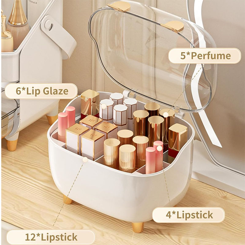 Lippenstifthalter-Organizer mit Deckel, transparenter Acryl-Lippenstift-Ausstellungsständer, Behälter, staubdicht, Schönheits-machen-hoch-Organizer für Kosmetika