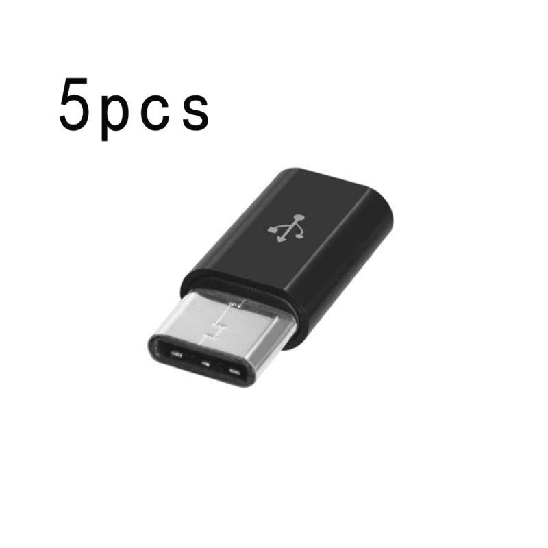 1 Stck ODER 5 Stck Weibliche Mikro USB Zu Männlichen Typ C Adapter Daten synchronisieren Ladegerät Für Samsung S8 Xiaomi mi 10/9/8 Redmi K30 Profi: 5stck schwarz