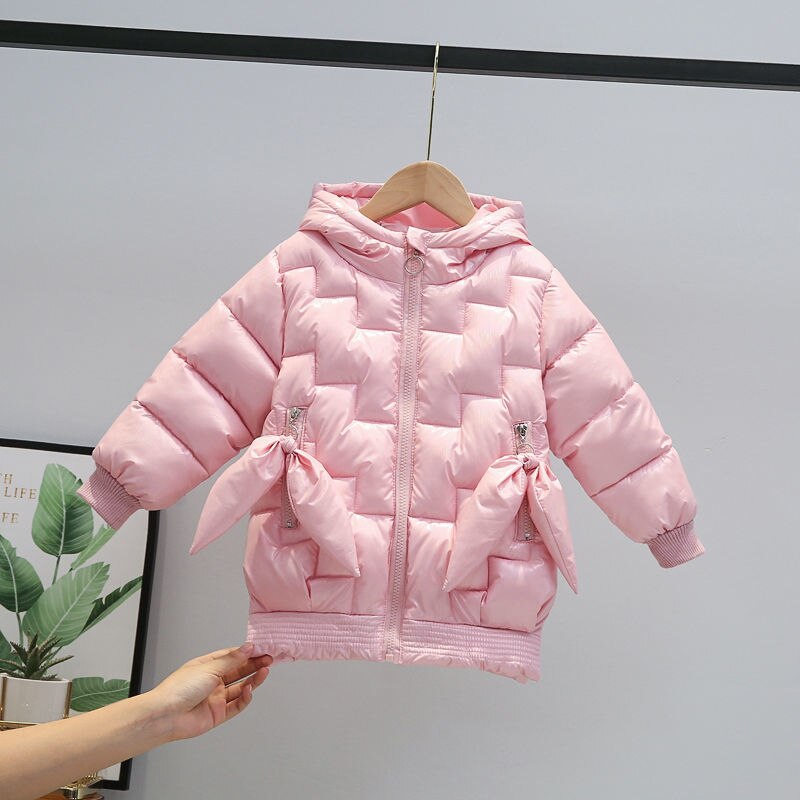 Abrigos de invierno para niñas, chaqueta de Color caramelo, Parkas cálidas para niños, chaqueta con capucha, prendas de vestir para niños pequeños, ropa a prueba de viento: Rosa / 10