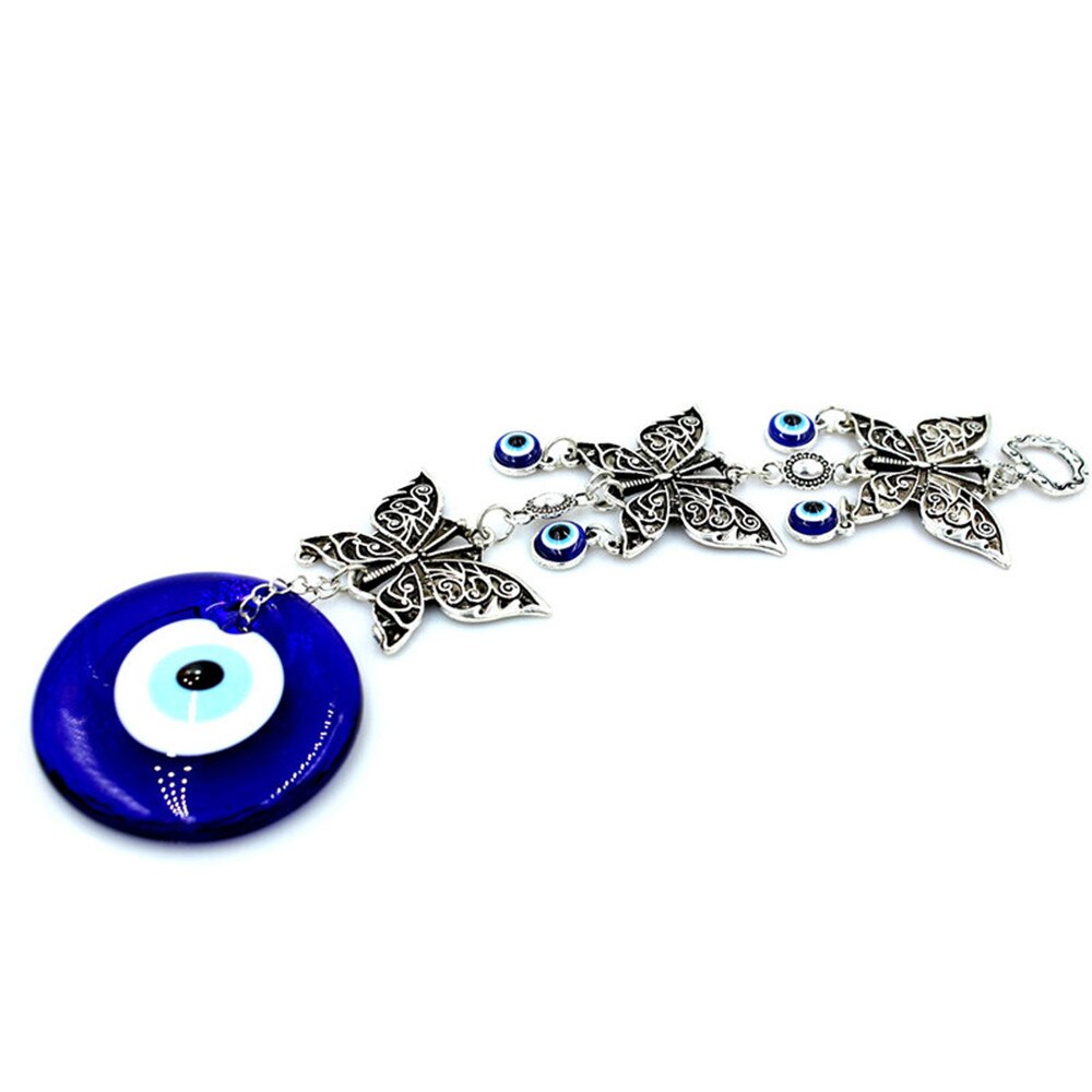 Türkischen Stil Blau Auge Anhänger 3-Schicht Legierung Schmetterling Blau Glas Auge Türkei Magische Auge drinnen Zauberstab Hängen Böse Kraft Anhänger