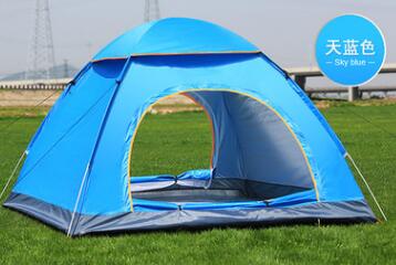 Outdoor camping folding automatic tent 1-2 people beach simple speed open double free tent: Blue