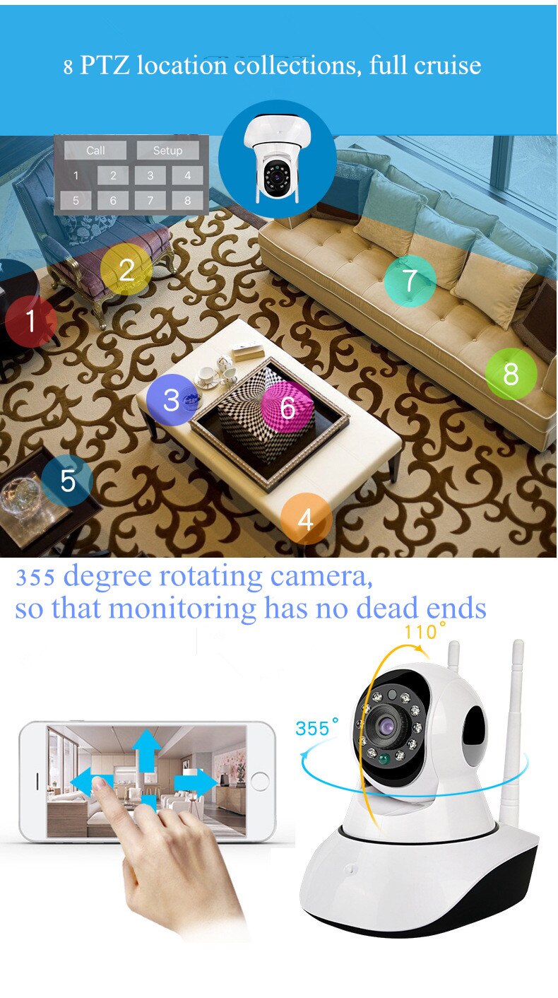 Hd intelligent overvågningskamera trådløs 720p wifi kamera ip kamera computer mobil husholdning artefakt netværk hjemmebrug