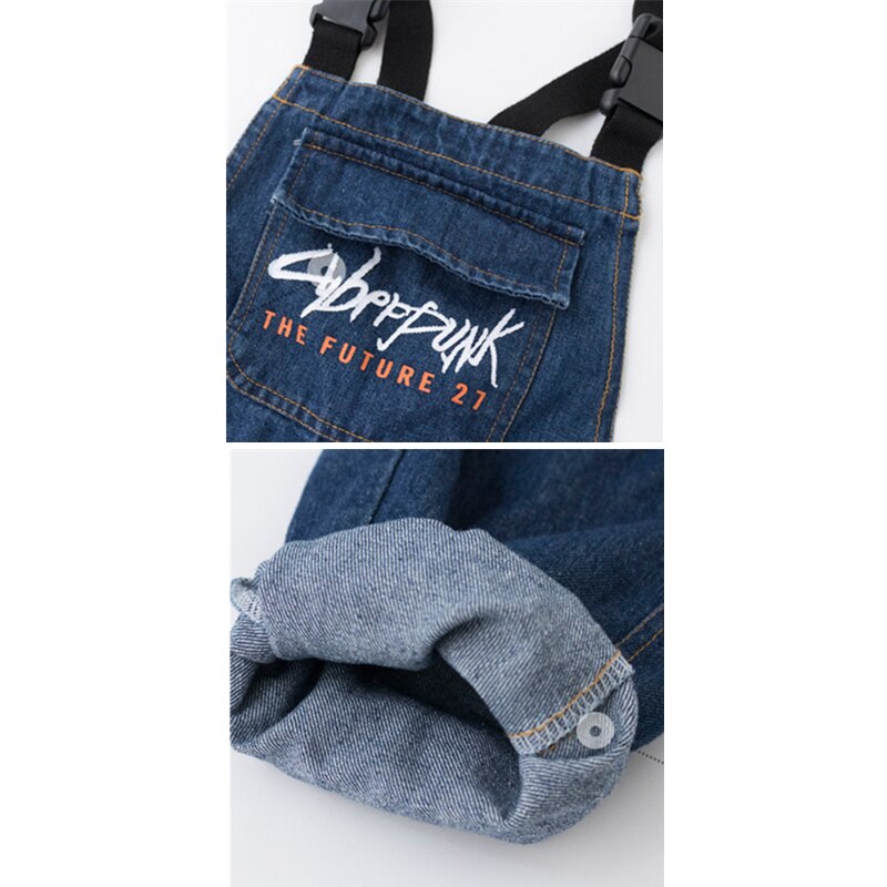 Peto vaquero de Hip Hop para niños y niñas, pantalones Cargo, Mono Grande, ropa holgada, disfraz de para adolescentes