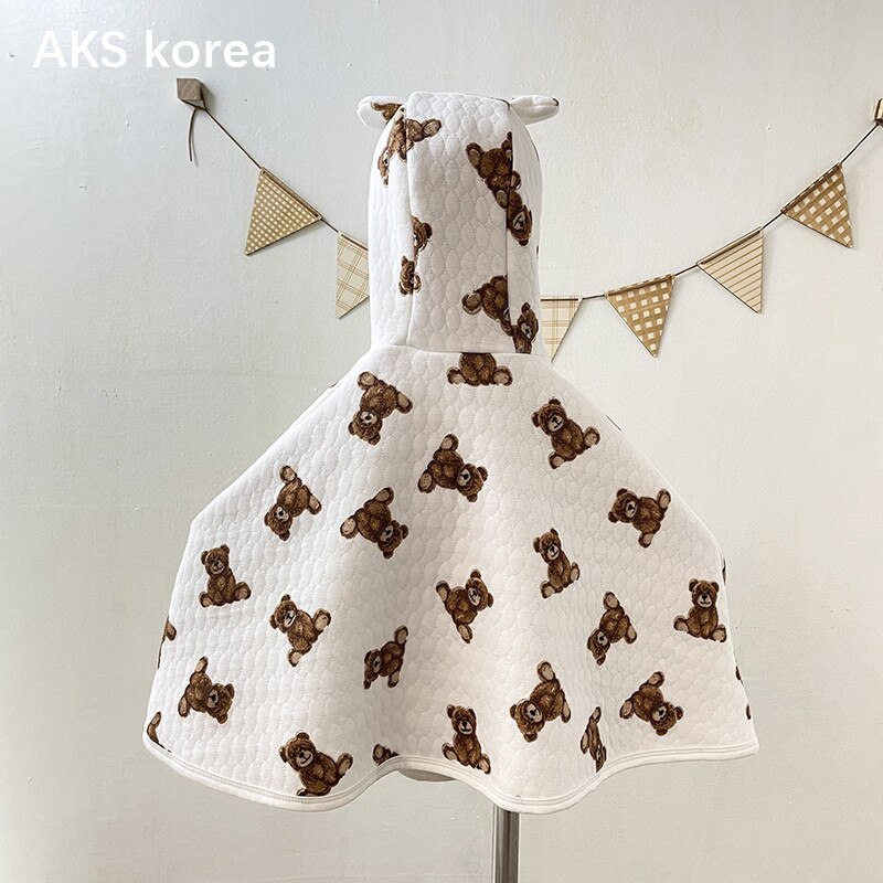 Herfst Pasgeboren Kleding Baby Meisje Capuchon Cute Bear Print Baby Jongens Mantel Jas Katoen Kinderen Windjack Baby Hoodie