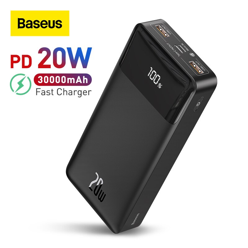 Baseus 30000mah power bank pd 20w carregamento rápido portátil carregador de bateria externa powerbank para iphone 11 xiaomi poverbank