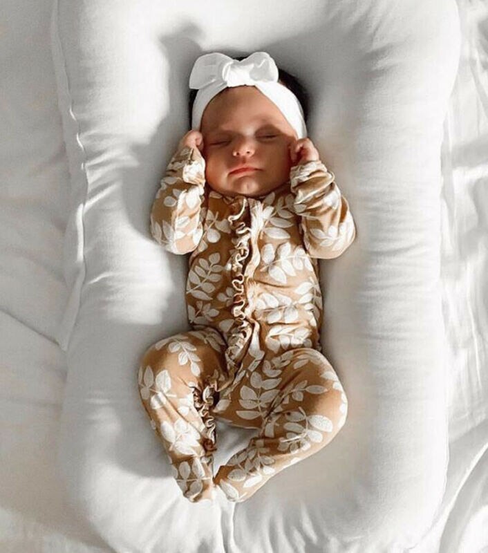 Nyfødt spædbarn 0-3 måneder baby pige efterårstøj bomuld blomst romper bodysuit født footies playsuit 0-6m