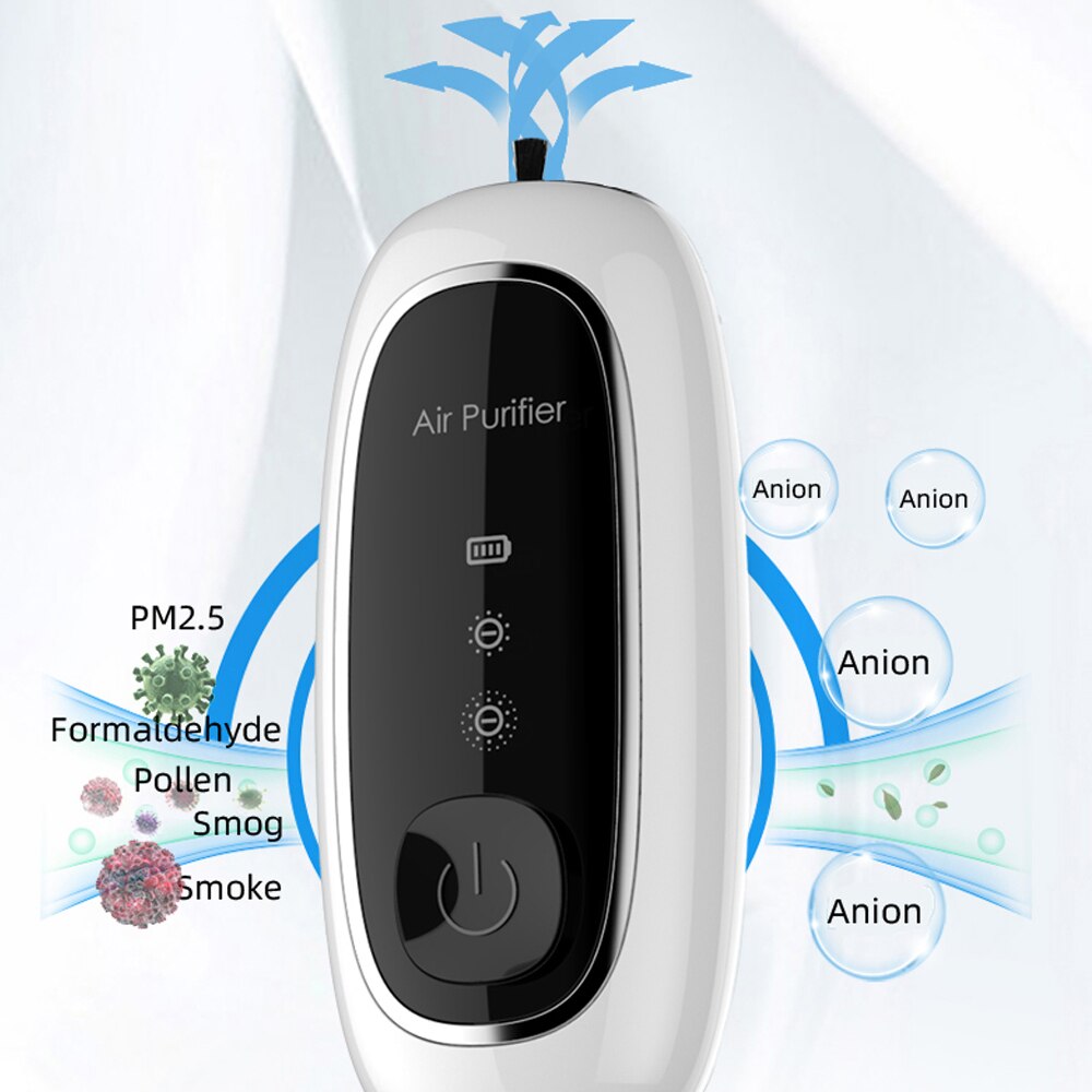 Mini draagbare luchtreiniger ketting draagbare usb-oplaadbare luchtverfrisser ionisator reizen geen straling weinig geluid voor volwassenen kinderen