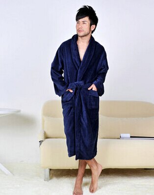 Plus Weight Towel Selections Men&#39;s Cotton Bathrobe Turkish Cotton Kimono Robe: sky blue / L