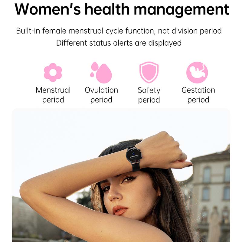 Montre intelligente étanche pour femme, écran HD AMOLED, appel Bluetooth, NDavid, santé, IP68, , 2024, 18mm