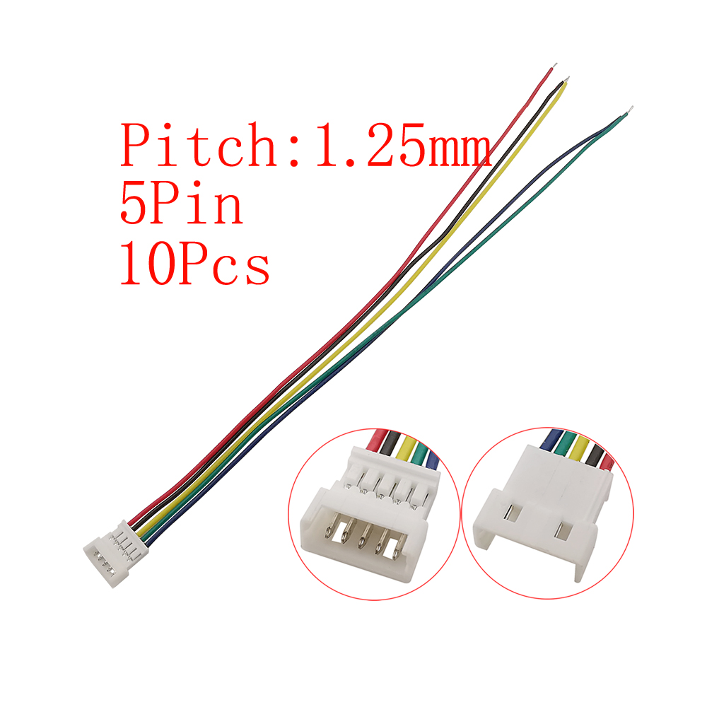 10Pcs Mini Micro JST 1.25mm Pitch Male / Female Connector 2/3/4/5/6 Pin Plug With Terminal Wires Cables Socket 150MM 28AWG: Blue