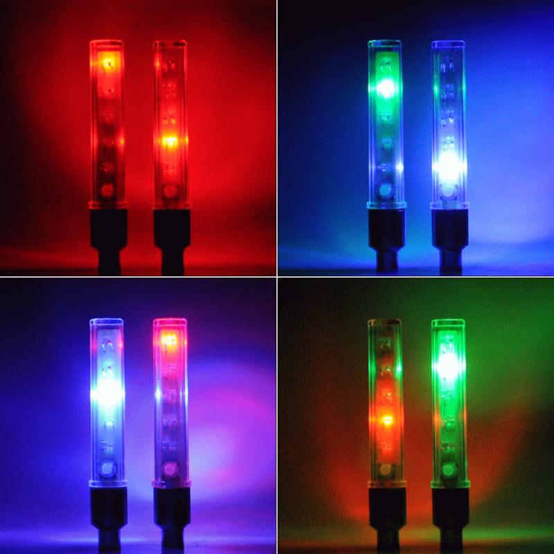 Creatieve En Praktische Bike Fiets Sportartikelen Led Kleurrijke Fietslicht Tyre Ventiel Licht Met Batterijen