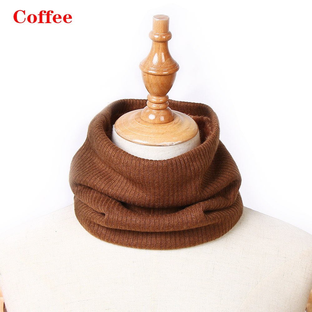 1 PC Bonito Algodão Bebê Inverno Neck Warmer Anel Scarf Crianças Meninas Meninos De Malha De Lã O-Lenços Cor Sólida crianças Quente Baixada: coffee