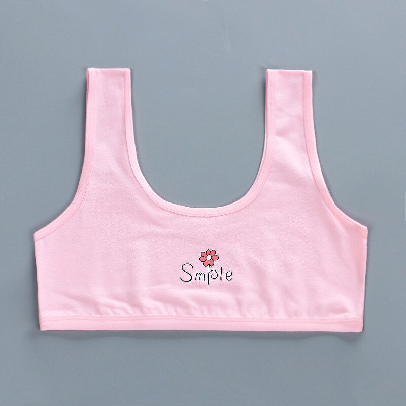 5 pz/lotto ragazze Lingerie adolescenti cotone allenamento reggiseno biancheria intima doppio strato Anti Bump Vest mezze parti superiori vestiti Junior senza coppa Tee: 5pcs Pink