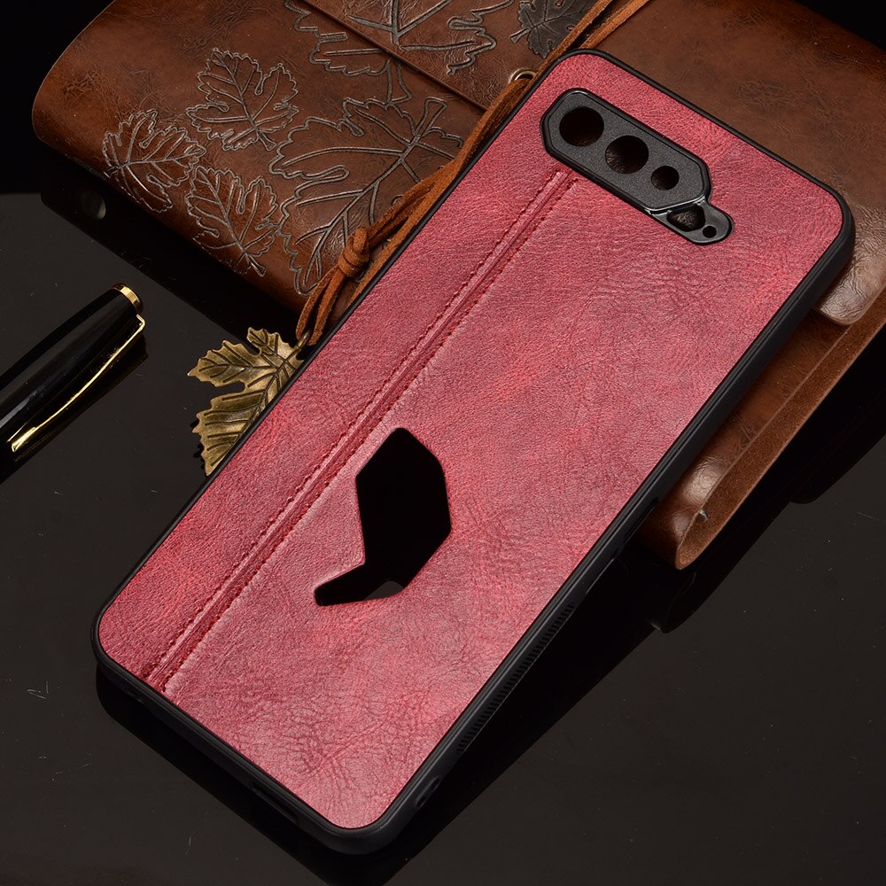Case Voor Rog Telefoon 5 Luxe Pu Lederen Textuur Pu Leather Back Hard Plastic Cover Voor Asus Rog Telefoon 5 i005DA I005DB ZS673KS: Red