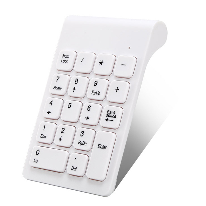 Wireless 2.4GHz 18 Keys Number Pad Numeric Keypad Keyboard for Laptop PC & Mac: White