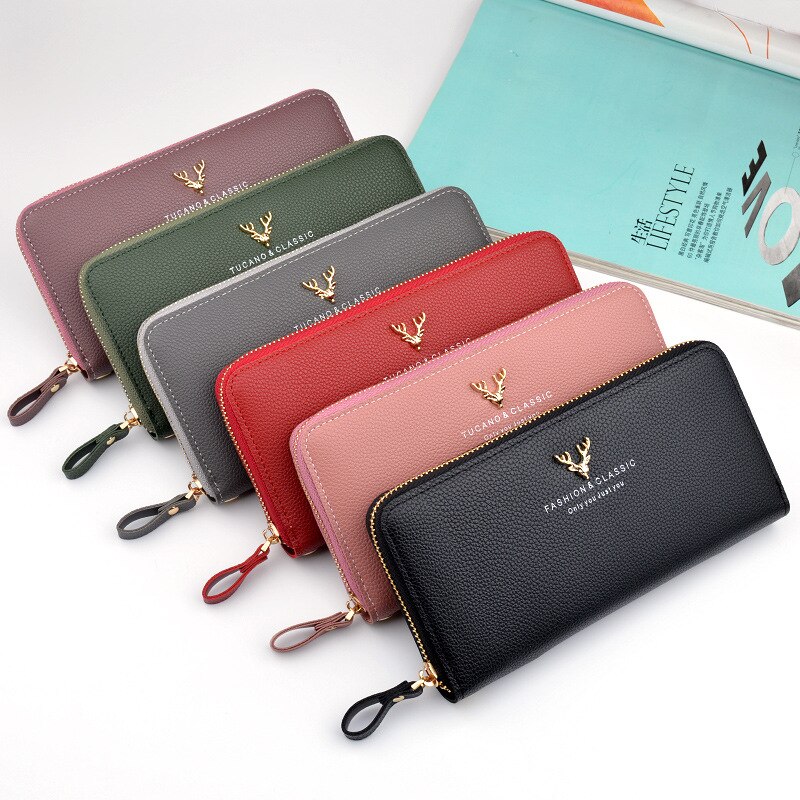 Cartera Coreana de para mujer, cartera larga para mujer, billetera para teléfono, cartera para Chica adolescente, cartera para mujer