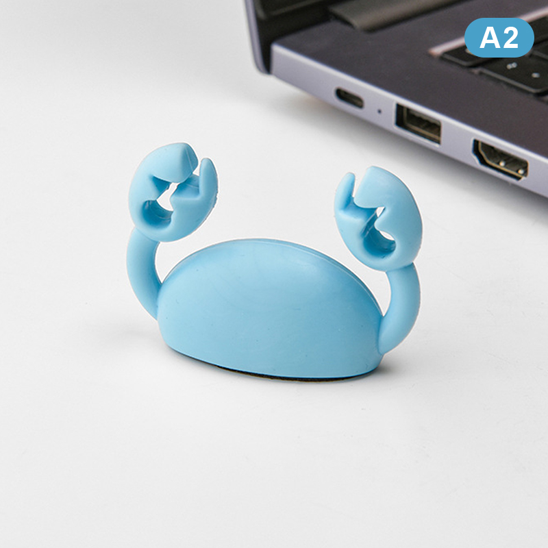 Cute Crab Cable Organizer Clip Data Cable Stand Mobile Phone Charging Cable Organizers Fixer Desk Self-Adhesive Wire Tidy Holder: WHITE