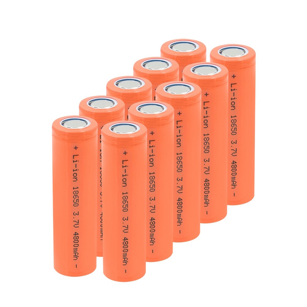 1-10 stk 18650 li- ionbatteri 3.7 v 4800 mah 18650 lithium genopladelige battericeller til forlygter legetøj lommelygtebatterier: 10 stykker