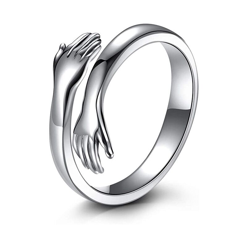 Omhelzing Vrede Ring Voor Verstelbare Knuffelen Hand Ringen Zilver Kleur Sieraden Persoonlijkheid Open Ring Voor Vrouwen Mannen Mode: Silver / Men