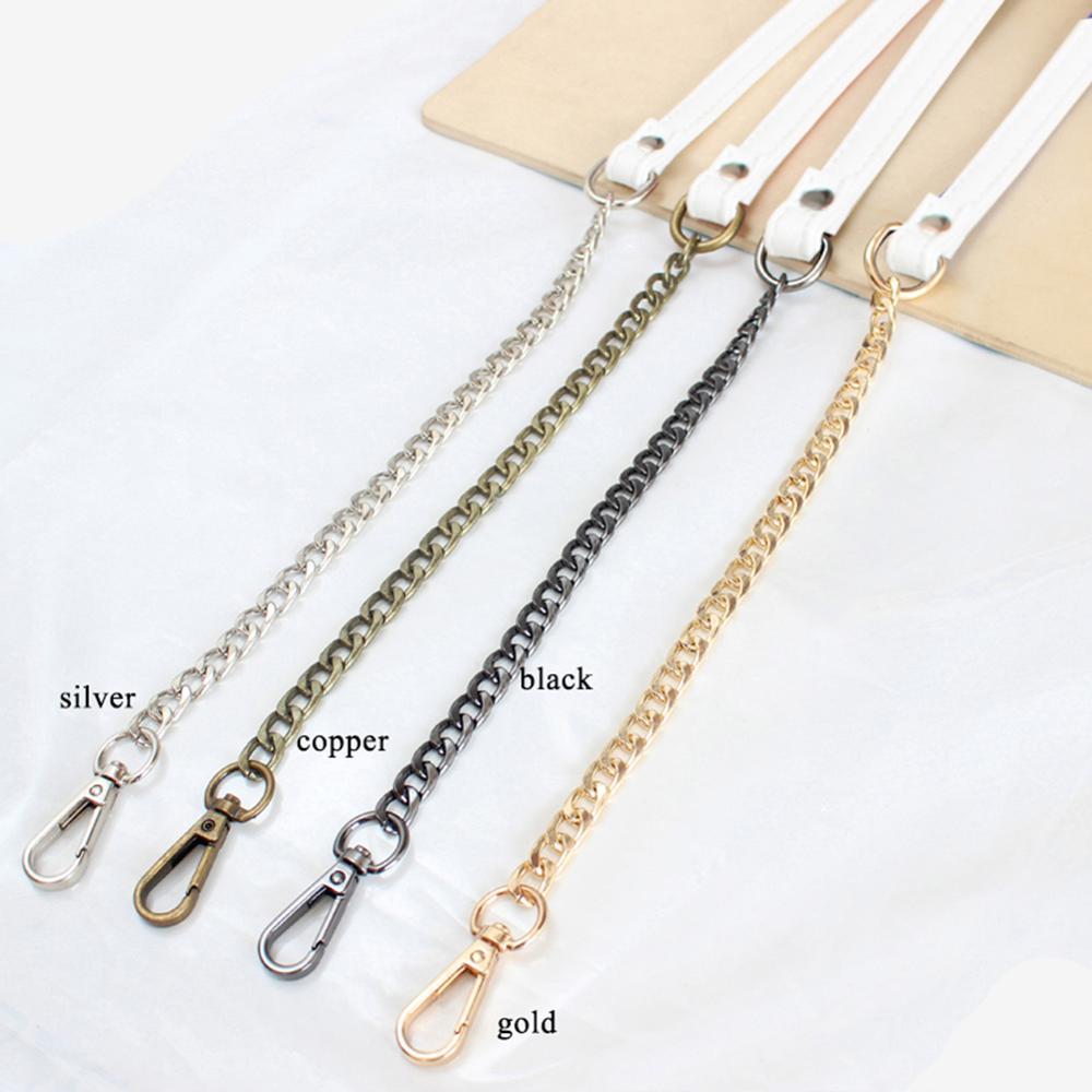 120cm PU Leather Gold Metal Chain Shoulder Bag Strap Buckle Handle DIY Repalcement Solid Handbag Bag Accessories Correa Bolso: White 1