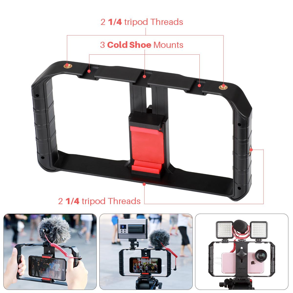 Smartphone Video Rig Mobiele Telefoon Hold Camera Beugel Konijn Kooi Handheld Telefoon Video Stabilizer Grip Statief Mount Stand