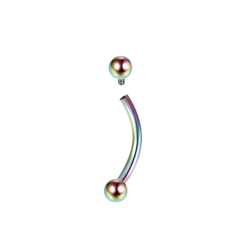 Piercings de cejas de titanio, joyería curvada de plátano con rosca interna, pendiente para ombligo, labio, lengua, 14G, 16G, 1 ud.: Verde / Rodio plateado