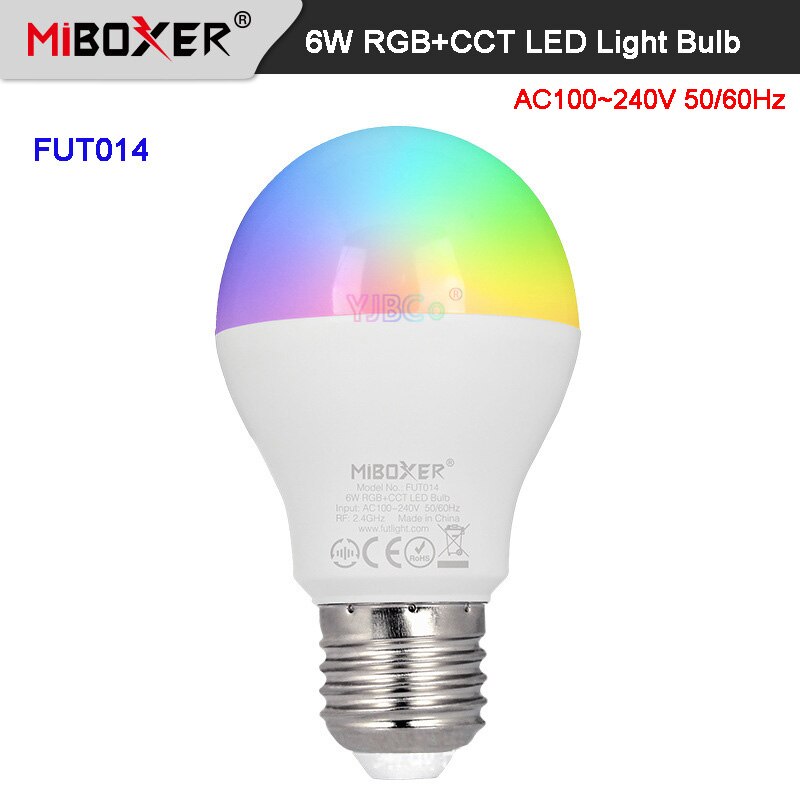 Miboxer E27 GU10 MR16 4W 5W 6W 9W 12W LED Spotlight RGB+CCT Smart Light Room decoration Blub 2.4G Remote/Phone APP/Voice control: FUT014    6W