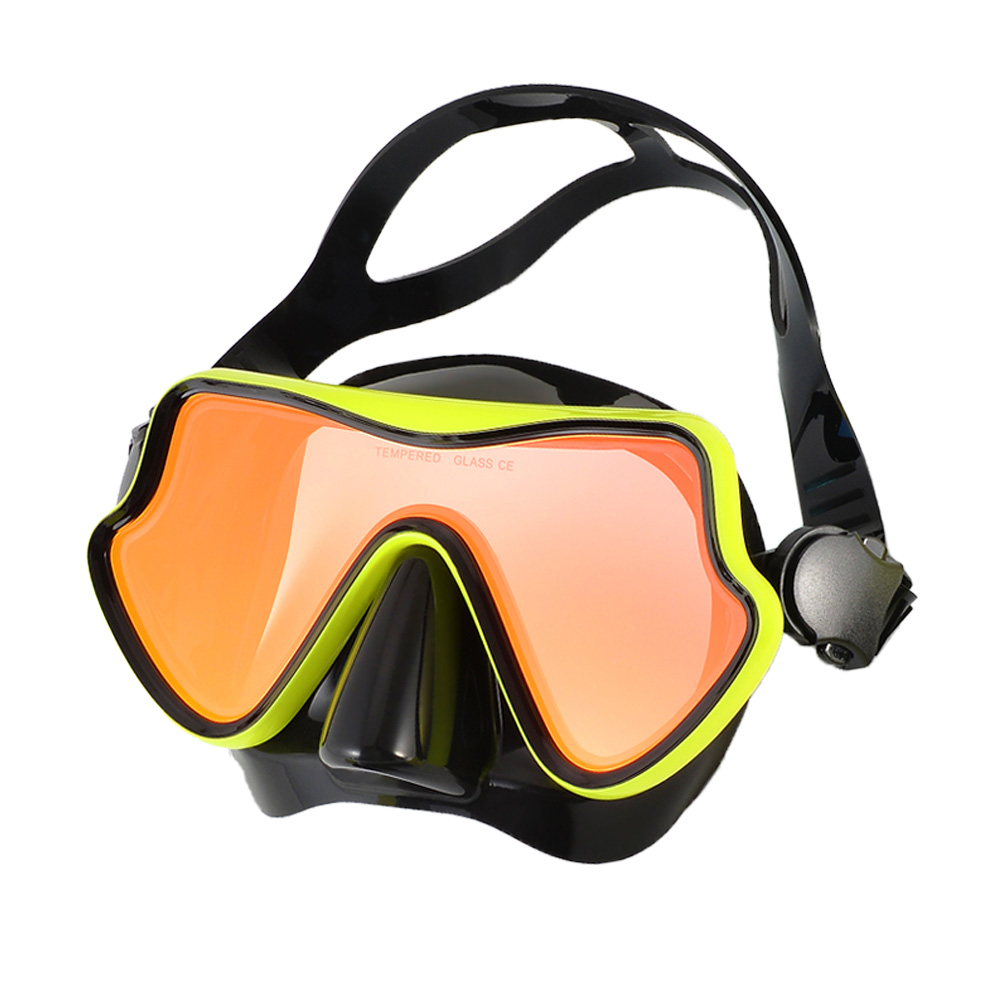 Maschera subacquea per snorkeling Occhialini da nuoto Gonna in silicone Maschera subacquea con lente colorata Vetro temperato Ampia vista per giovani adulti: Blu