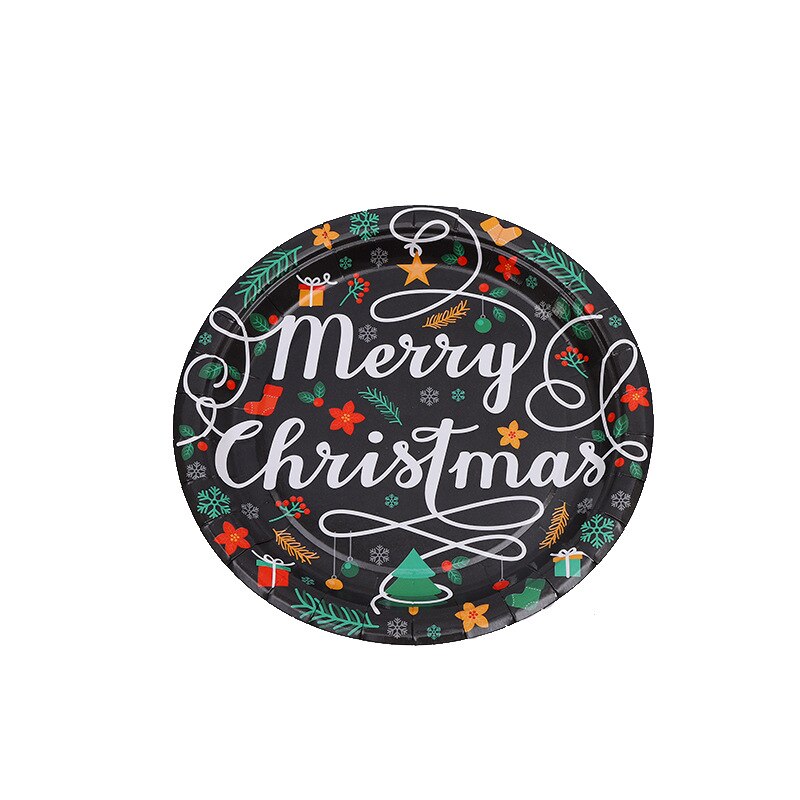 Juego de vajilla desechable para de Feliz Navidad, platos de papel, taza, decoración para la mesa de Navidad para el hogar, decoraciones para de navidad: 7inch plate 10pcs